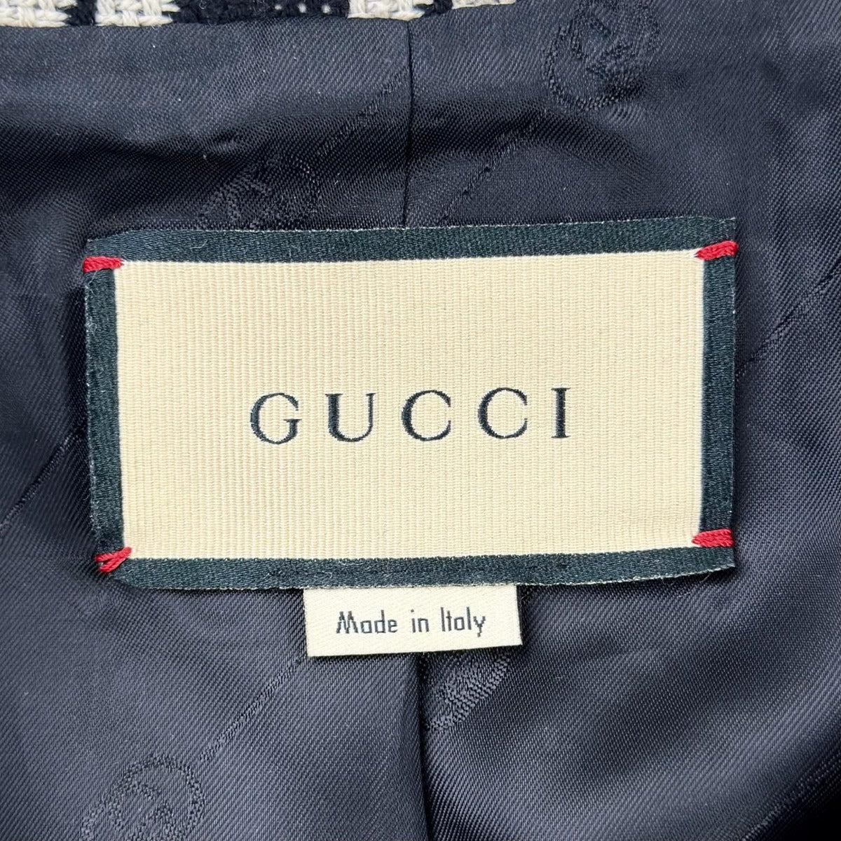 Gucci All Pattern Lining Interlocking Wool Flannel Tweed Jacket Black — view 7
