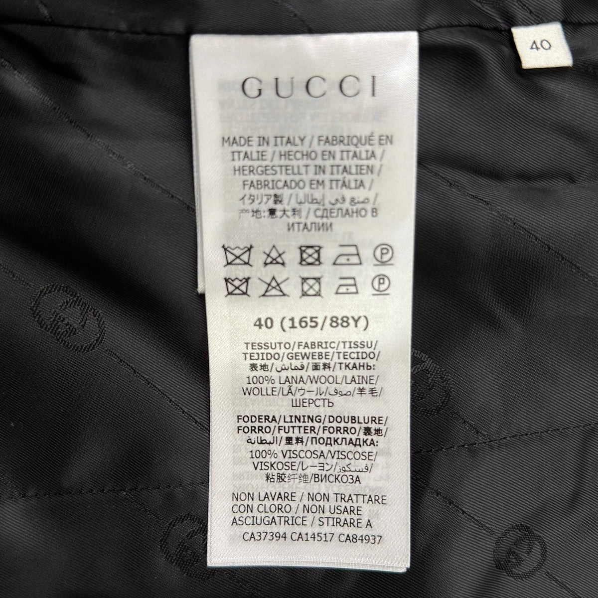 Gucci All Pattern Lining Interlocking Wool Flannel Tweed Jacket Black — view 9