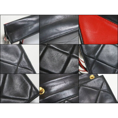 Chanel Quilted Shoulder Bag Lambskin Bicolor Black Red — view 7