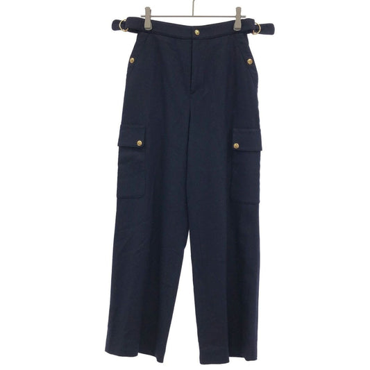 Celine Triomphe Cashmere Flannel Cargo Pants Navy 36