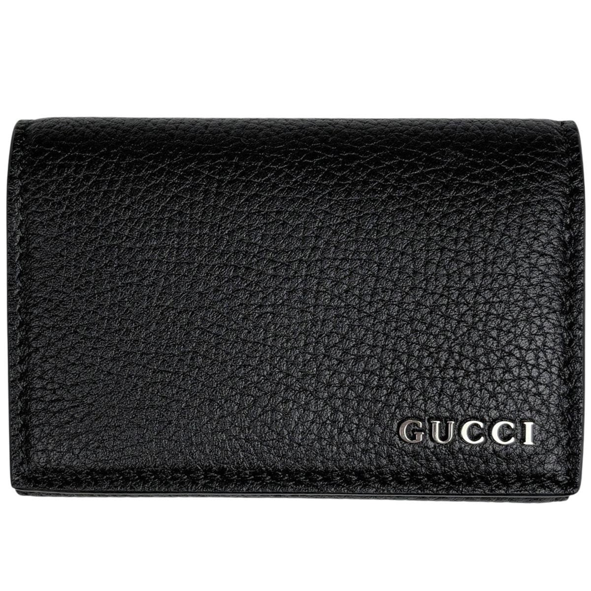 Gucci Logo Card Case Leather Black