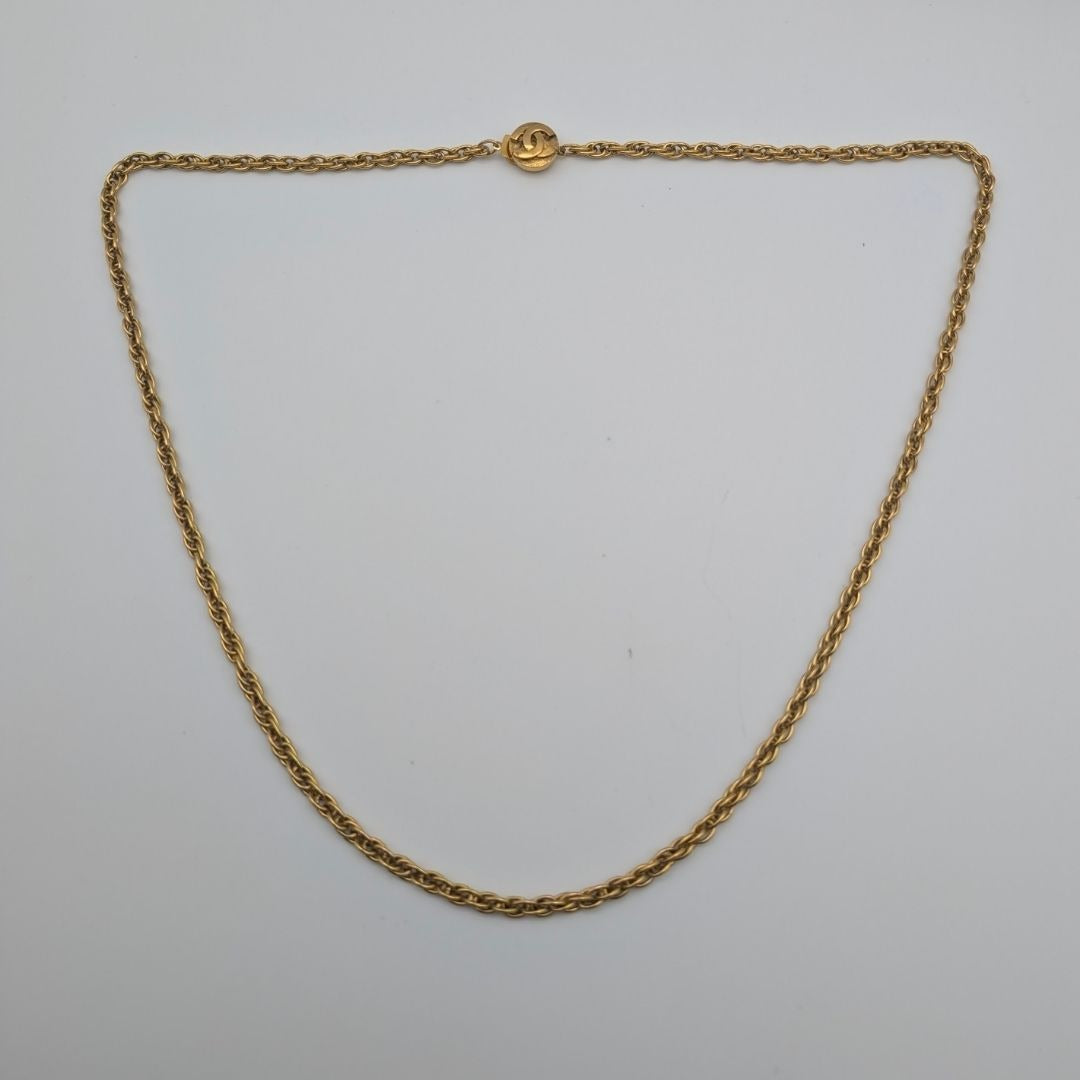 Chanel Gold CC Logo Chain Necklace Vintage