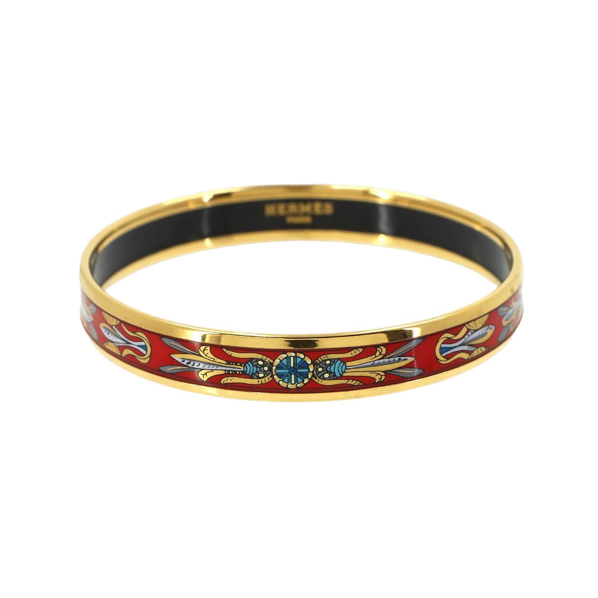 Hermes Enamel PM Bangle Bracelet Gold Red Email PM