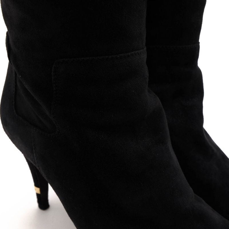 Chanel Long Boots Shoes Women Suede Leather Genuine Black High Heel Leather Sole