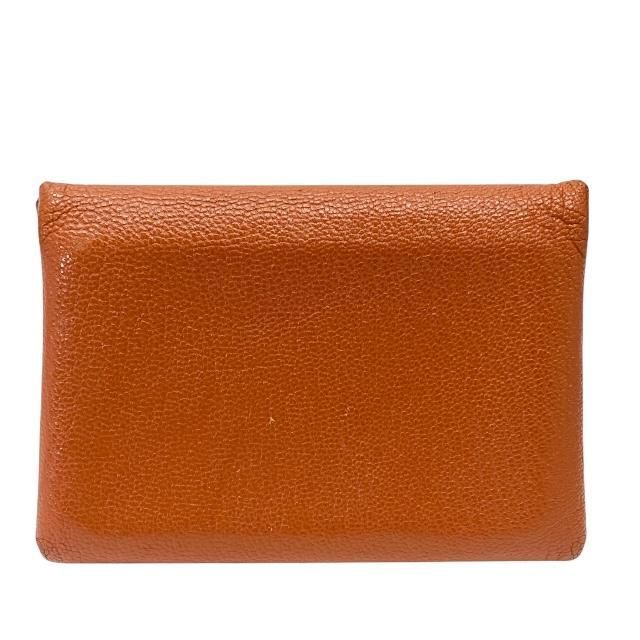 Hermes Calviduo Card Case Coin Case Pass Case Coin Purse Foldable Chevre Orange