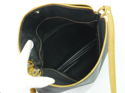 Authentic Celine Leather Shoulder Bag Pochette Black Bag Pre-owned [follow-up