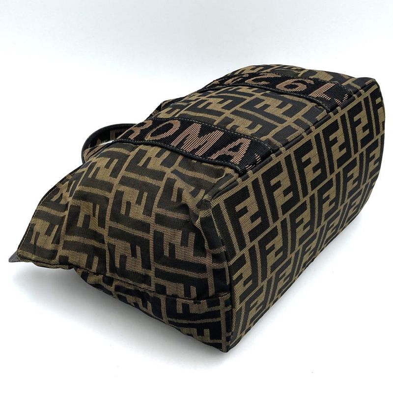 Fendi 257 088 Mini Handbag Brown Nylon Canvas Vintage Women Men