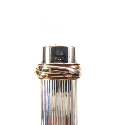 Cartier Vintage Trinity Striped Cap Ballpoint Pen Metal Silver With Box And