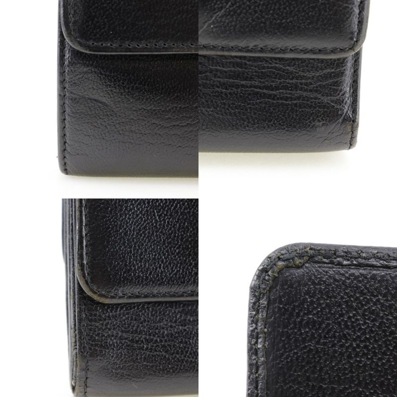 Chanel Coco Mark W Hook A13456 Calf Black Ladies Bifold Wallet