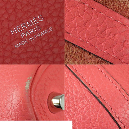 Hermes Picotin Lock PM Rose Azalea Silver Taurillon Handbag — view 6