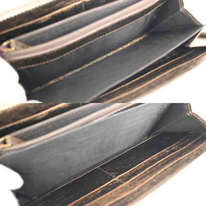 YVES Saint Laurent Long Wallet Round Zipper YSL Bronze Leather 07bs176