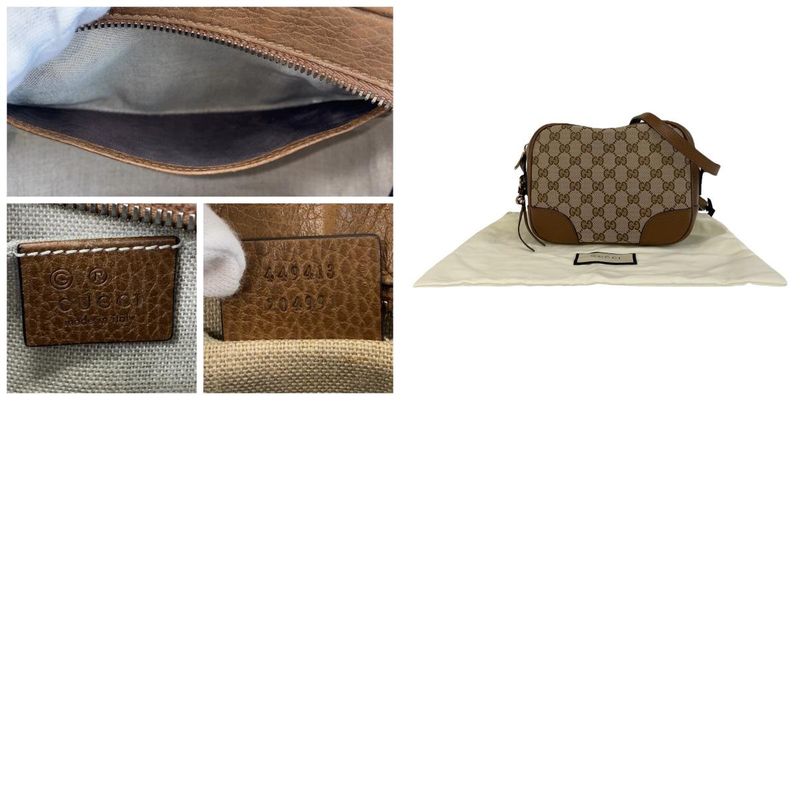 Gucci Brown Gold Hardware GG Canvas/leather 449413 Crossbody Shoulder Bag