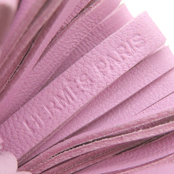 Hermes Key Ring Carmen Unodos Lambskin Mint and Mauve Silvestre Silver Hardware