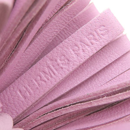 Hermes Key Ring Carmen Unodos Lambskin Mint and Mauve Silvestre Silver Hardware