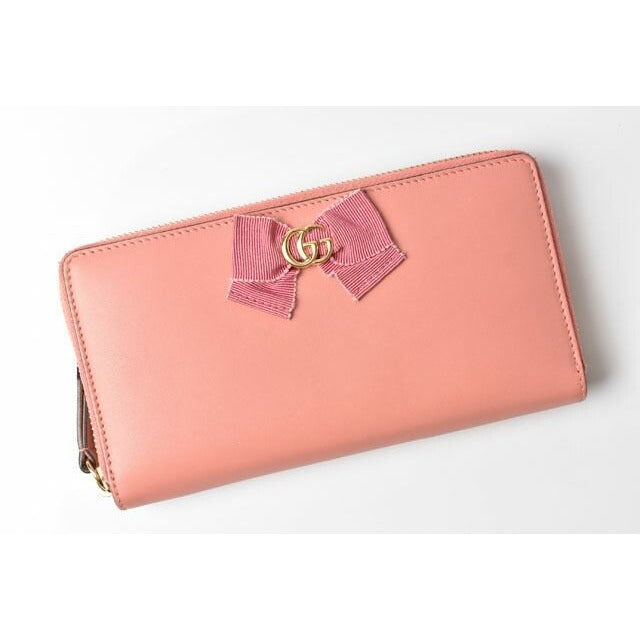 Gucci Wallet Long Round Zipper GG Marmont Ribbon Pink Dlxwj — view 2