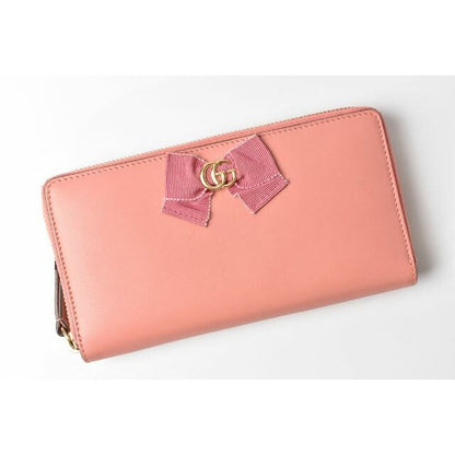 Gucci Wallet Long Round Zipper GG Marmont Ribbon Pink Dlxwj — view 2
