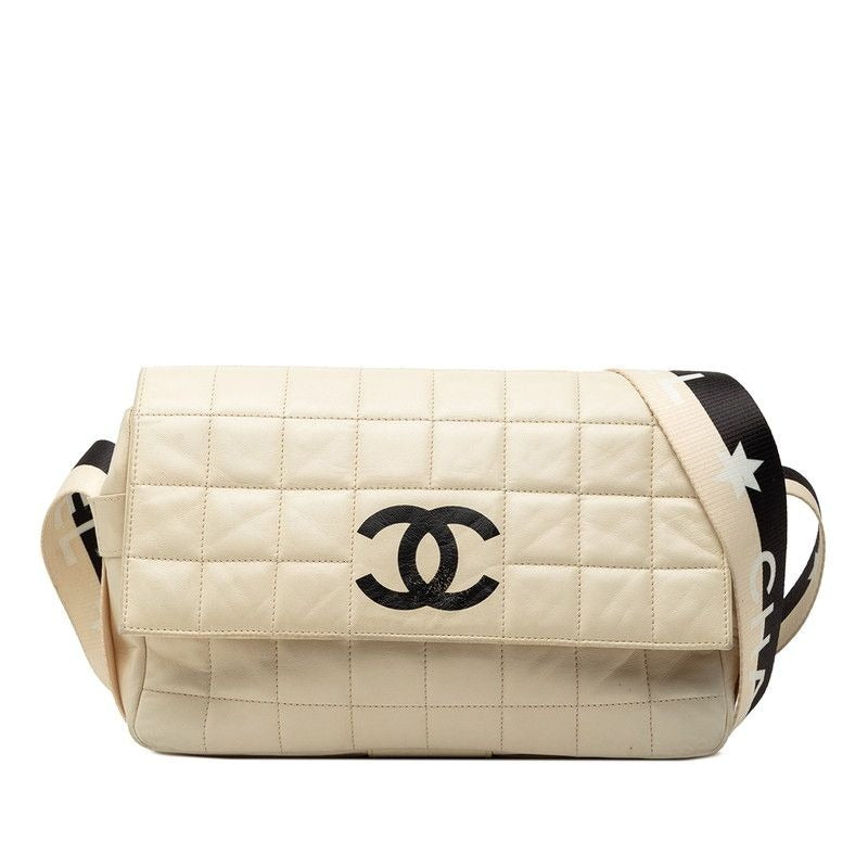 Chanel Chocoba Crossbody Bag Beige Black Leather