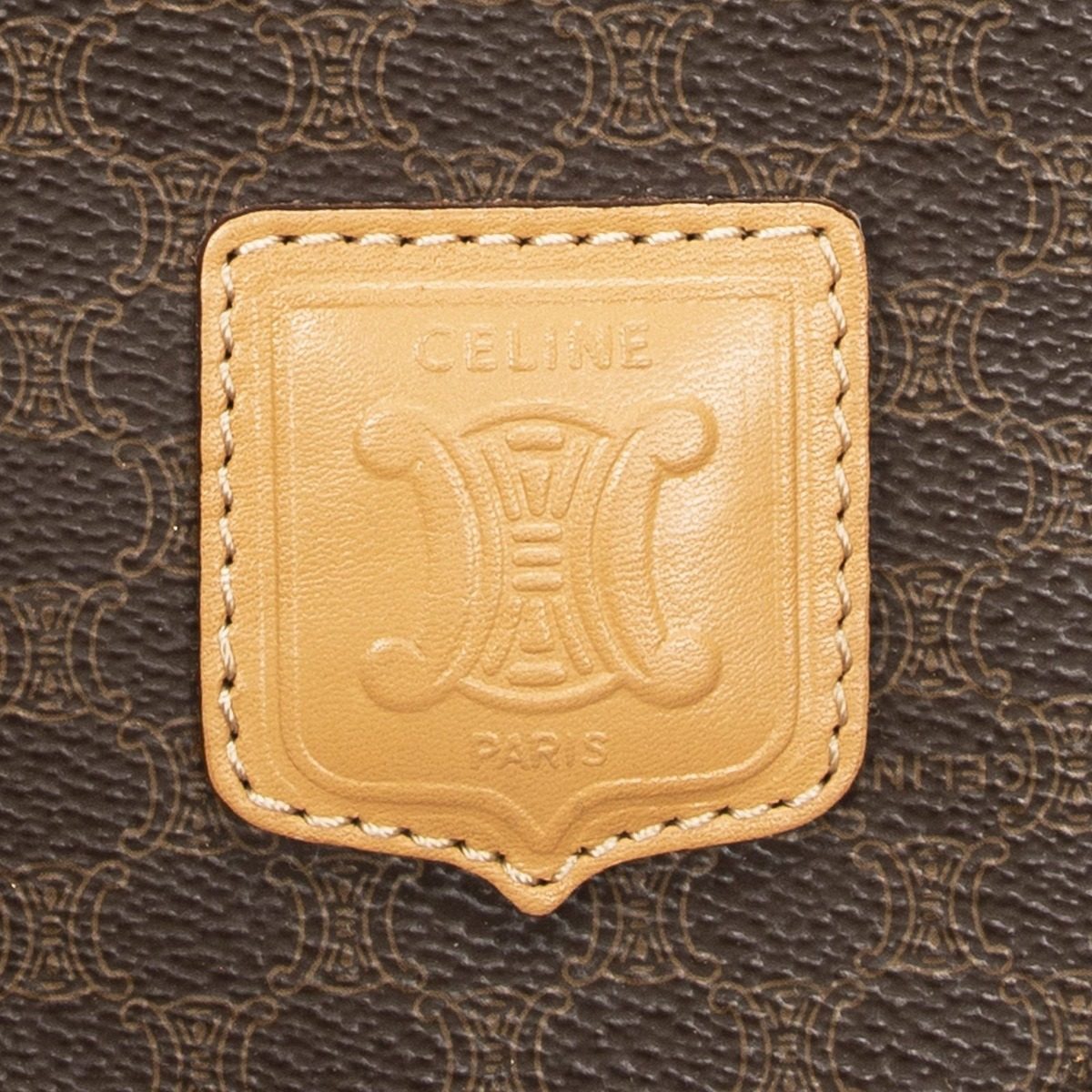 Celine Small Boston Brown Macadam Canvas Shoulder Bag — view 10