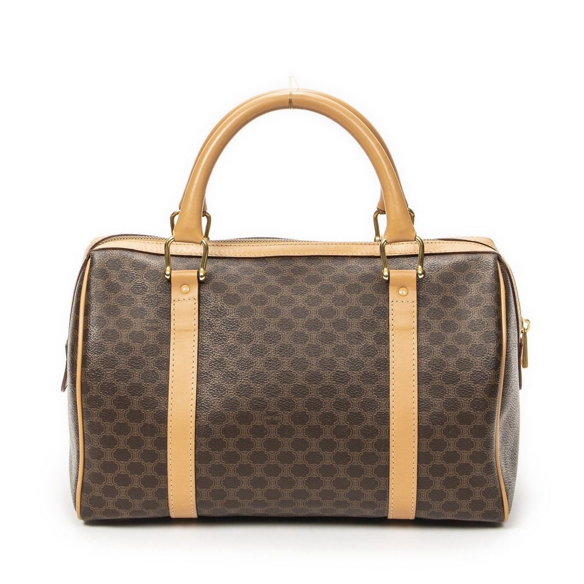 Celine Small Boston Brown Macadam Canvas Shoulder Bag — view 5