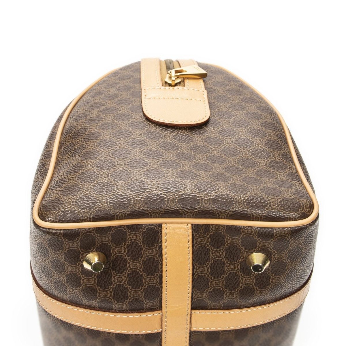Celine Small Boston Brown Macadam Canvas Shoulder Bag — view 7
