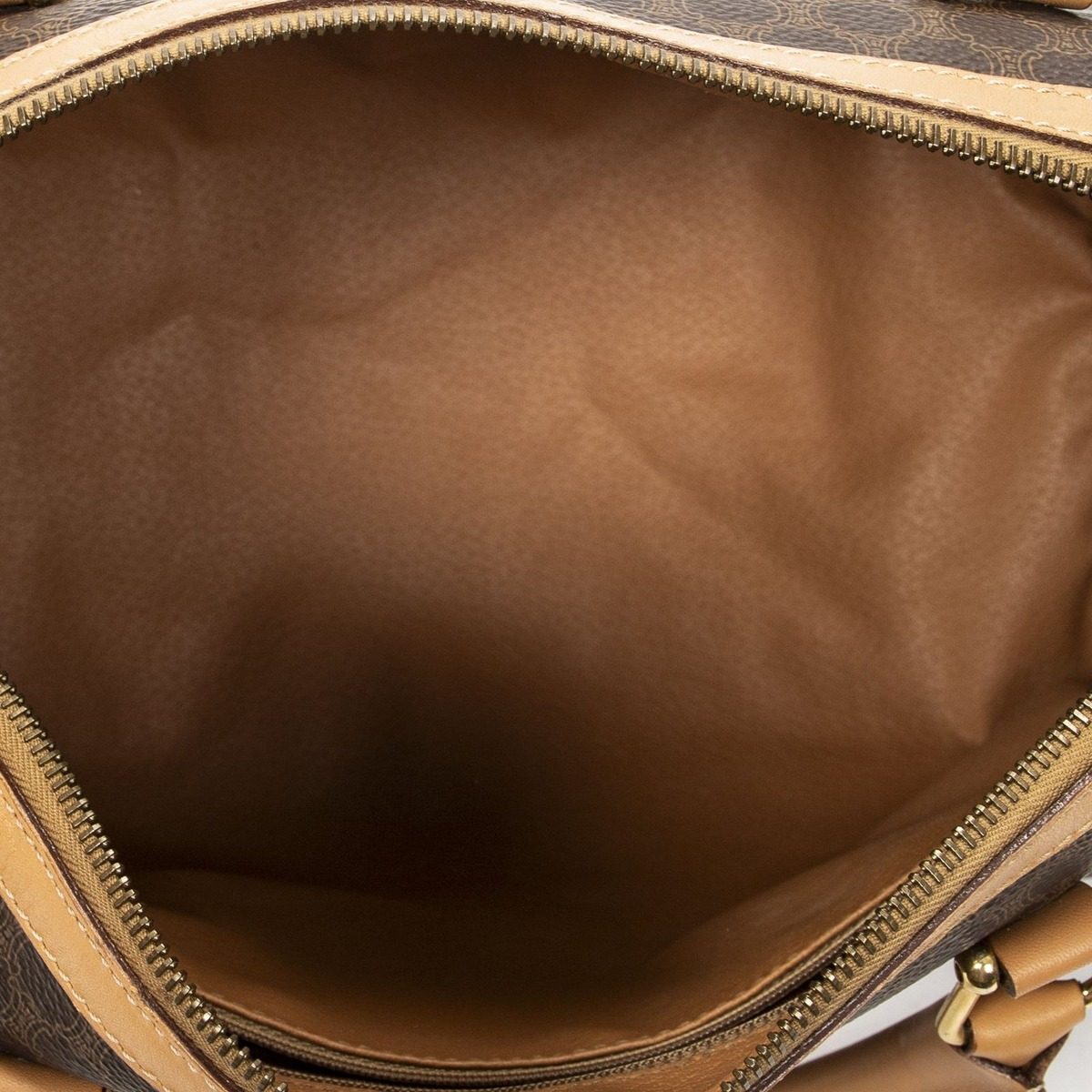 Celine Small Boston Brown Macadam Canvas Shoulder Bag — view 9