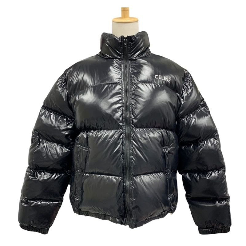 Celine Outer Down Jacket Logo Nylon Black