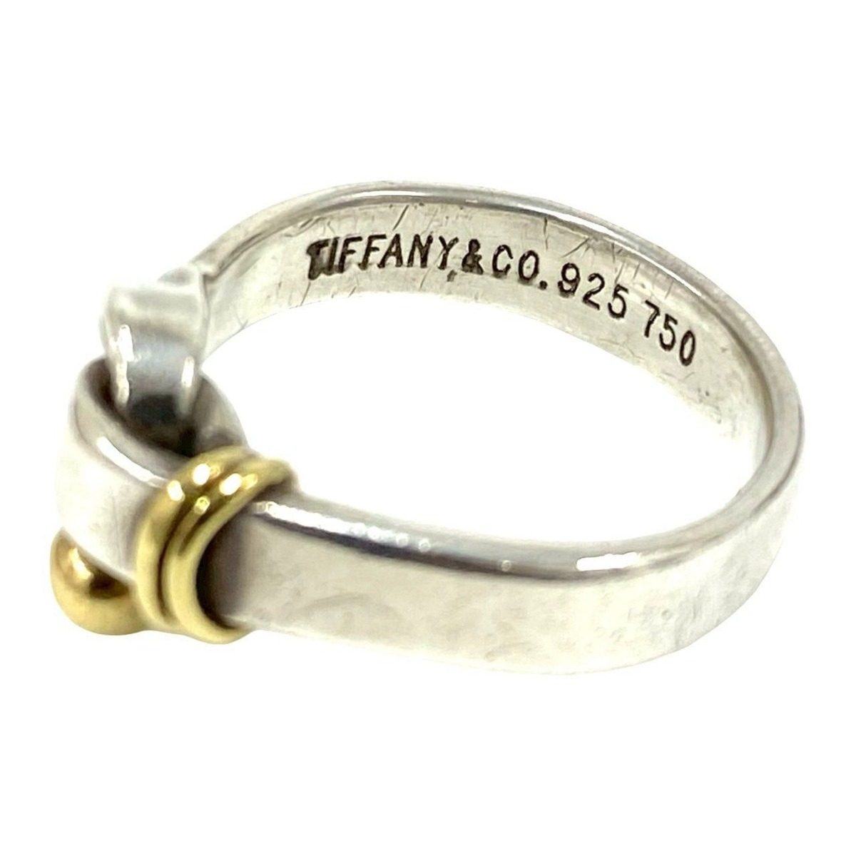 Tiffany & Co Love Knot Ring Hook Eye 18k Yellow Gold Silver — view 4