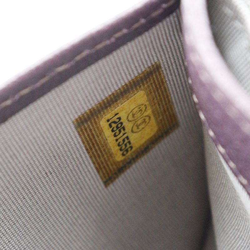 Chanel Camellia Coco Mark Leather Metallic Purple Women's Long Wallet