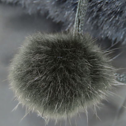 Celine Pouch Drawstring Fur Nylon Black Gold Hardware Logo Circle Small Bag