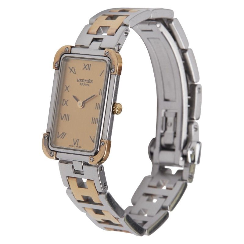 Hermes Croisure Cr1220 Silver Gold Stainless Steel Plated Ladies Hermes