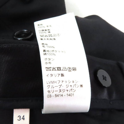 Celine 2p519673d 100% Wool Center Press Two Tuck Wide Pants Slacks Black 34