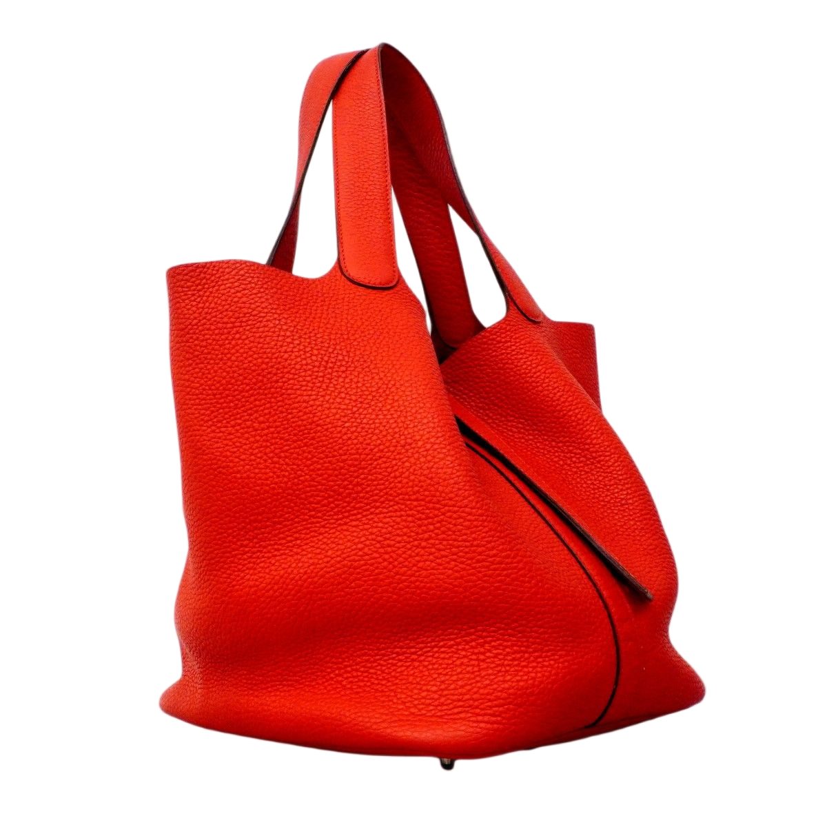 Hermes Handbag Picotin Lock GM Taurillon Clemence Rouge Casac Silver — view 2