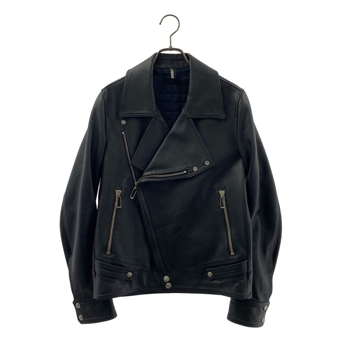 Dior Homme Leather Jacket Sheepskin Lamb Double Rider's Quilted Fully Lined 44