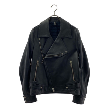 Dior Homme Leather Jacket Sheepskin Lamb Double Rider's Quilted Fully Lined 44