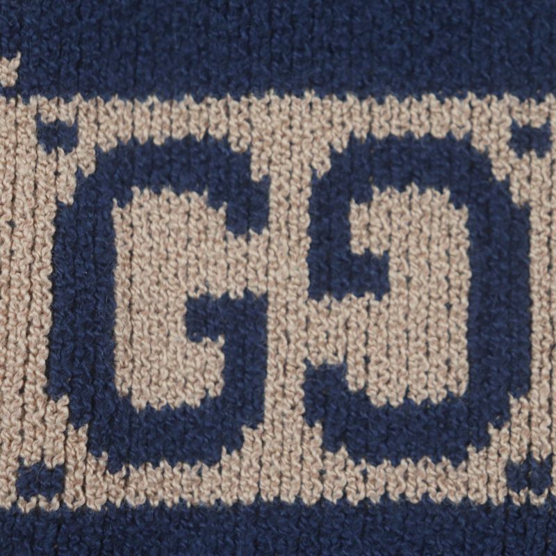  Gucci 752097 GG Cotton Jacquard Knit Pullover Hoodie Brown Navy M Made In