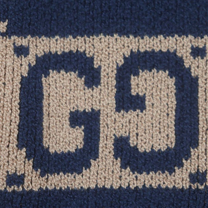  Gucci 752097 GG Cotton Jacquard Knit Pullover Hoodie Brown Navy M Made In