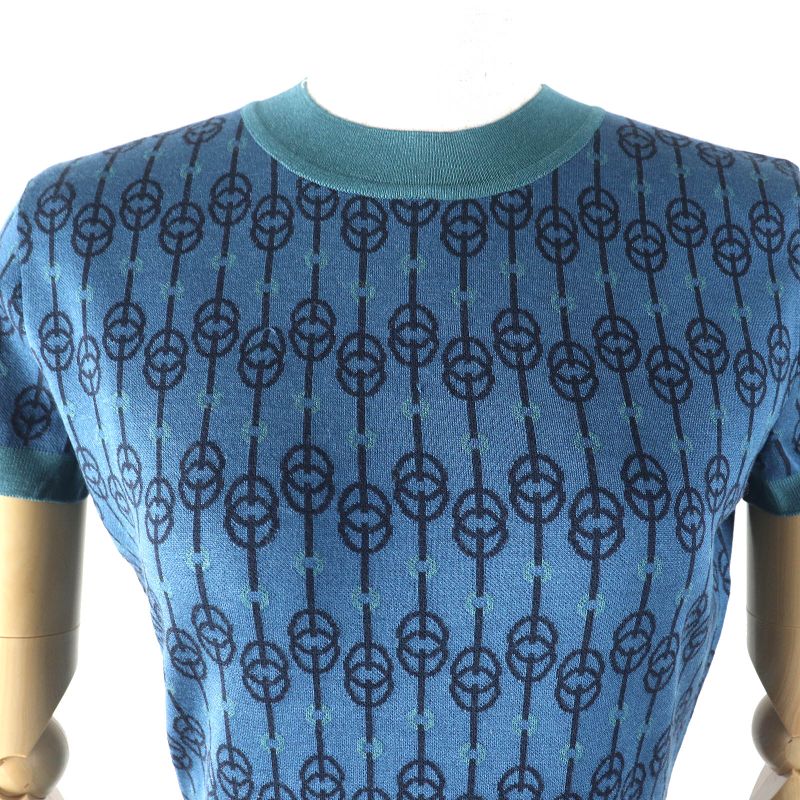 Hermes 22SS 2e2601d4 Silk Chaine D'ancre Clicetis Pattern Crew Neck Short