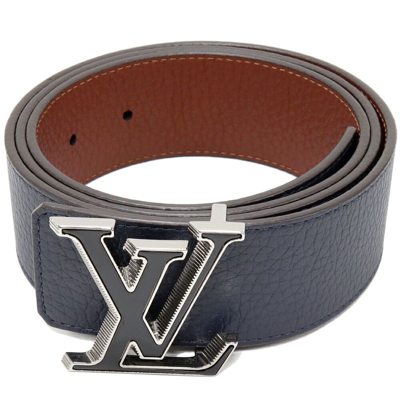 Louis Vuitton Belt Taurillon Leather Navy X Brown LV Tilt Reverse Taurillon