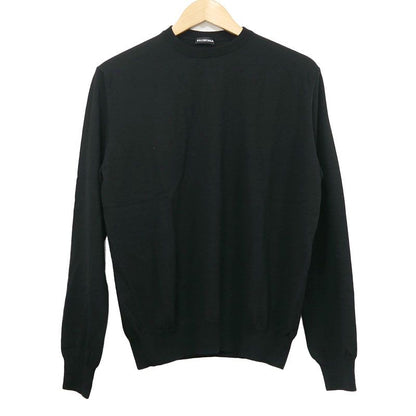 Balenciaga Back Logo Crew Neck Knit 534419 Size S Black