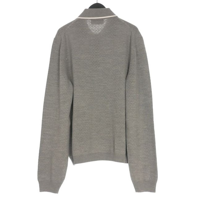 Gucci 23 AW Wool Knit Polo Shirt Long Sleeves L Gray — view 2
