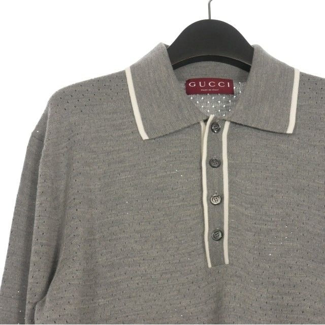 Gucci 23 AW Wool Knit Polo Shirt Long Sleeves L Gray — view 3