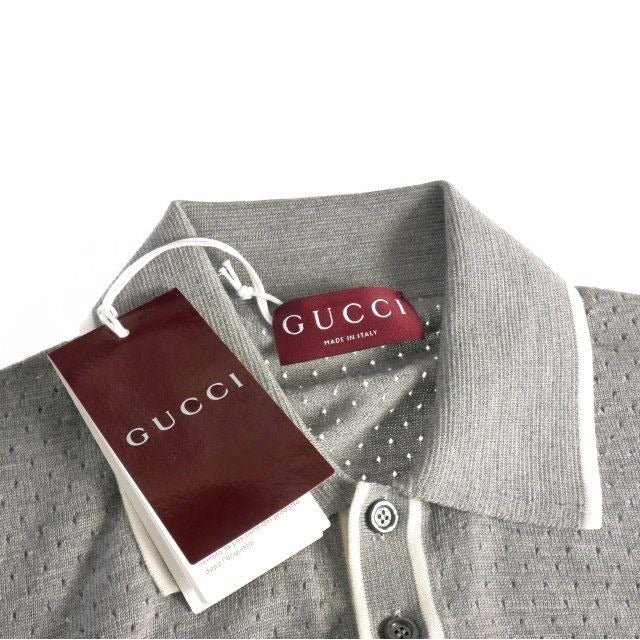 Gucci 23 AW Wool Knit Polo Shirt Long Sleeves L Gray — view 5