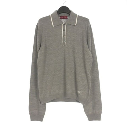Gucci 23 AW Wool Knit Polo Shirt Long Sleeves L Gray