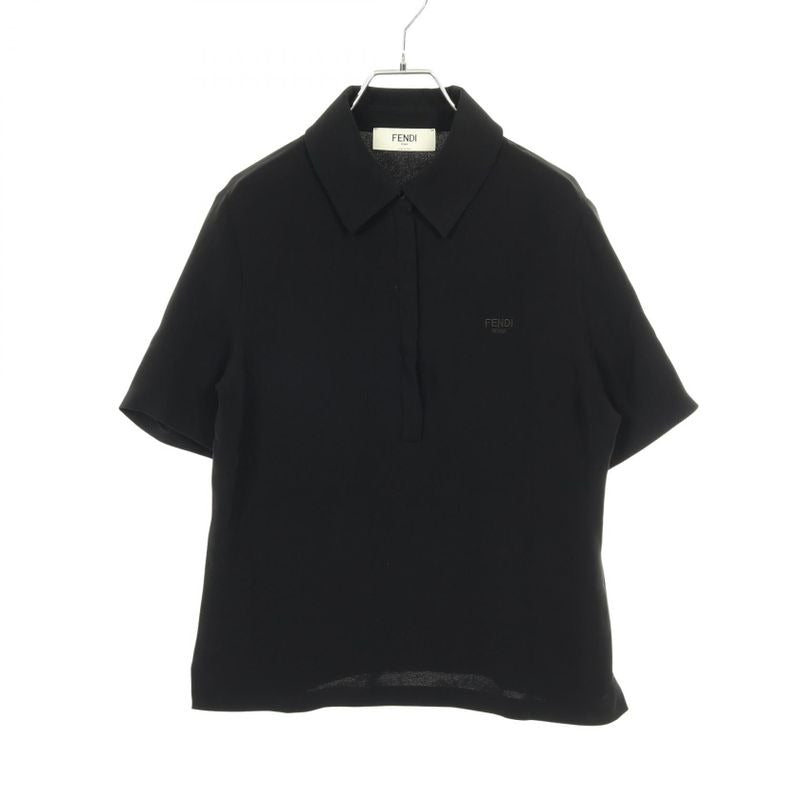 Fendi Polo Shirt Black Silk Blouse