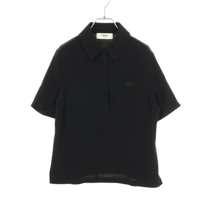 Fendi Polo Shirt Black Silk Blouse