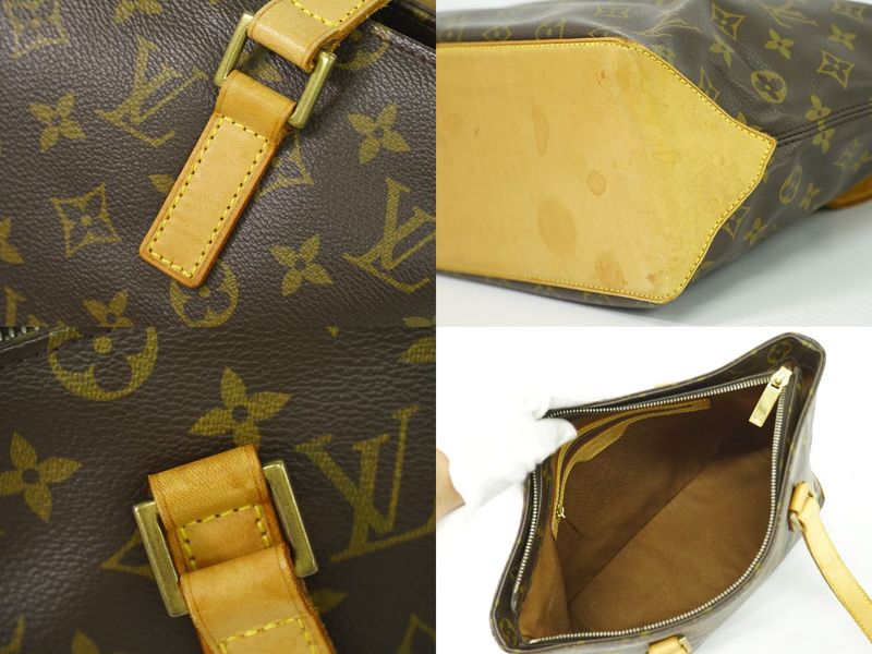 Authentic Louis Vuitton LV Cabas Piano Monogram Tote Bag Shoulder Bag Brown