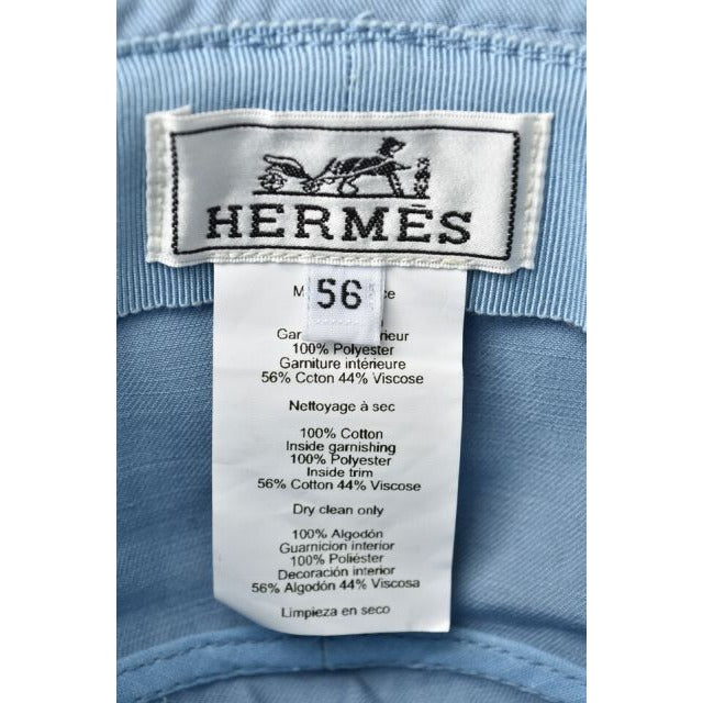 Hermes Hat Bucket Washed Cotton Calvi Blue 56 — view 2