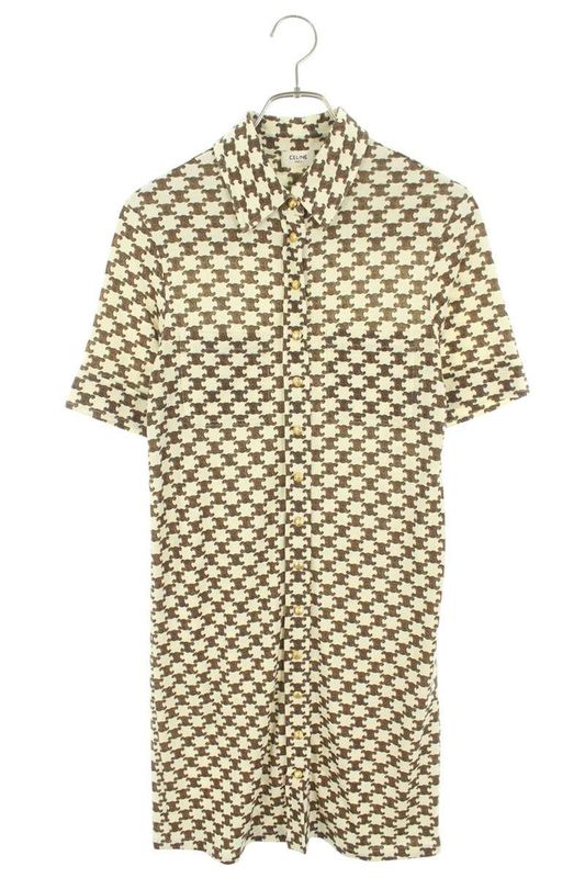 Celine 2x37b962r Triomphe Monogram Print Dress Women's XS