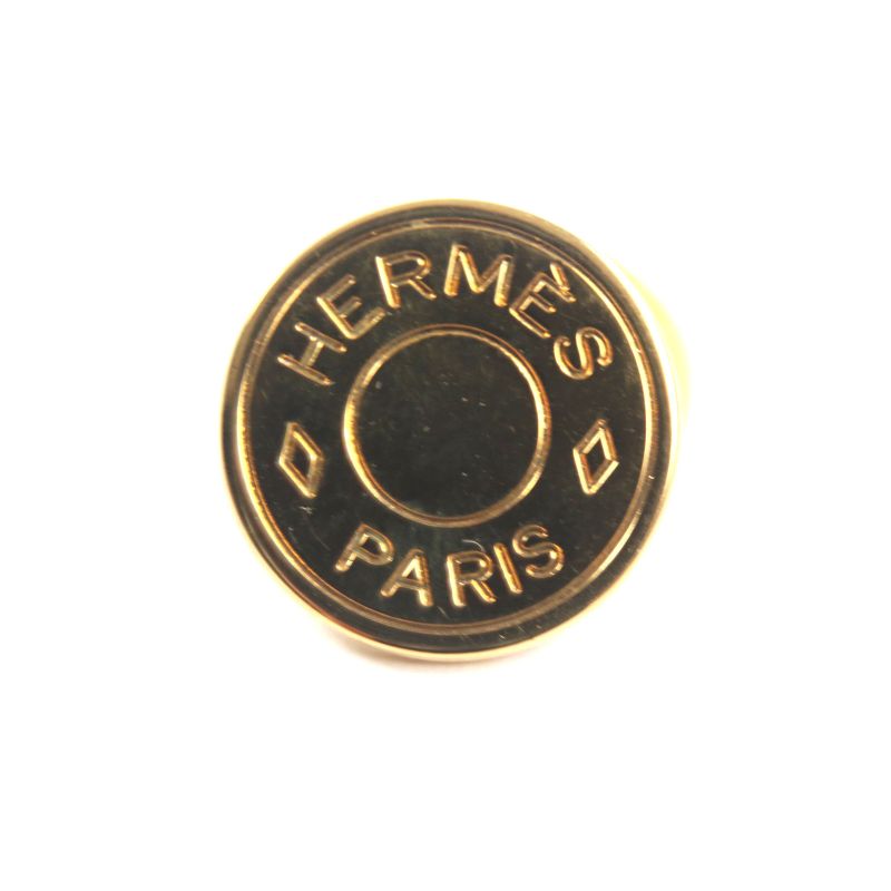 Hermes Bijouterie Fantaisie Serie Motif Round Shape Cufflinks Button Gold With
