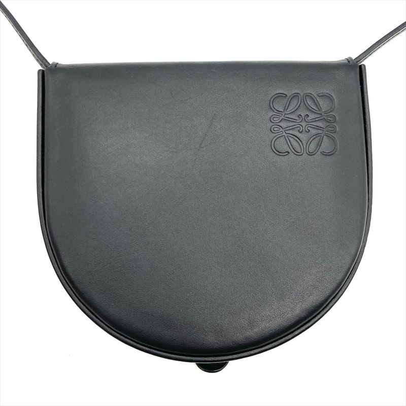 Loewe Heel Pouch Mini Shoulder Bag Leather 102208 Engraved Black Wallet Women